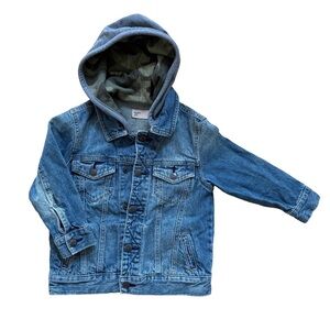 GAP Kids Denim Jacket with Camouflage Hood